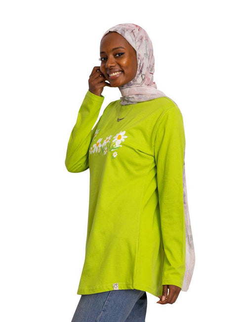 Macaw Green Printed Long - Sleeve Design 24 - Khotwh