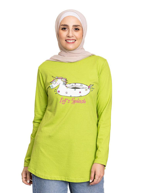 Macaw Green Printed Long - Sleeve Design 34 - Khotwh