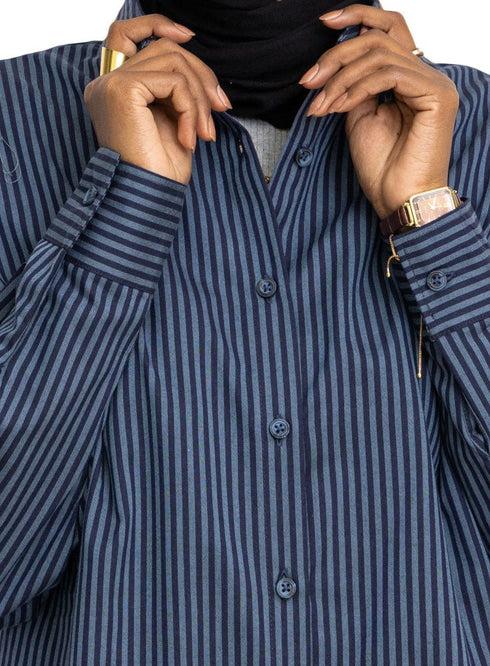 Medieval Blue Stripped Over - Size Shirt - Khotwh