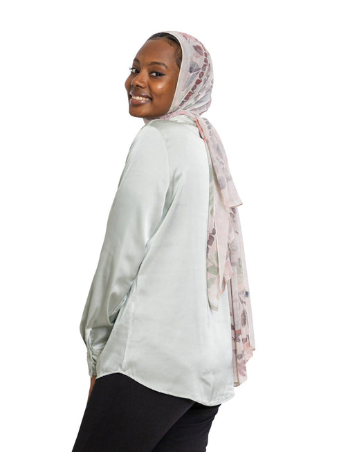 Mint Satin Collar Blouse - Khotwh