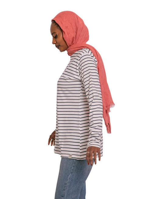 N - M.Blue Striped Long - Sleeve - Khotwh