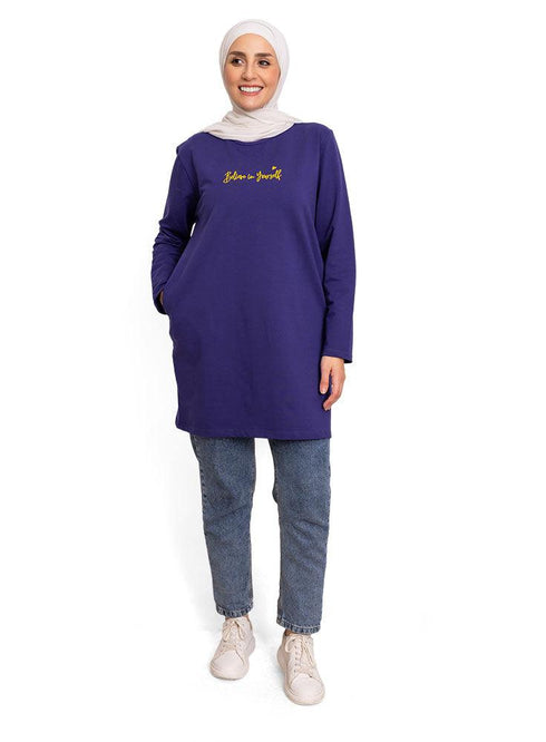 Navy Basic Tunic - Believe - Khotwh