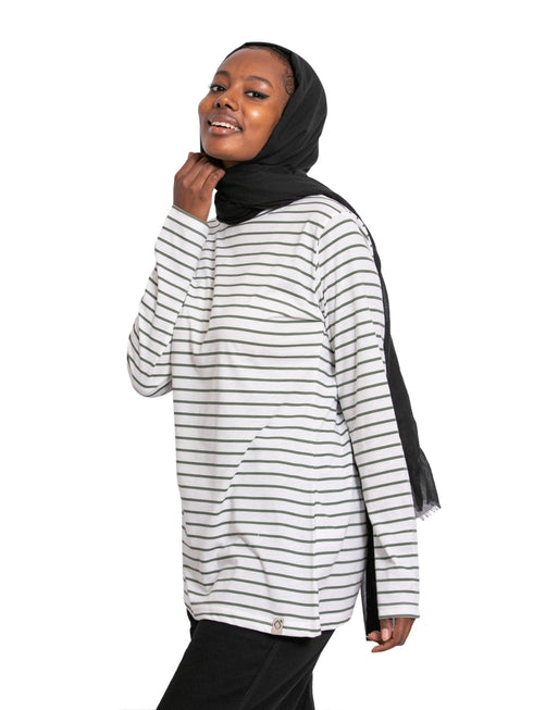 N.Striped Olive B - Long - Sleeve - Khotwh