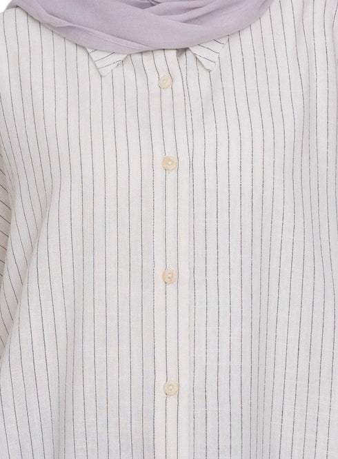 Off - White Striped Linen Shirt - Khotwh