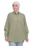 Olive Linen Pocket Over Size Shirt - Khotwh