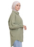 Olive Linen Pocket Over Size Shirt - Khotwh