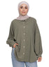 Olive Striped Linen Shirt - Khotwh