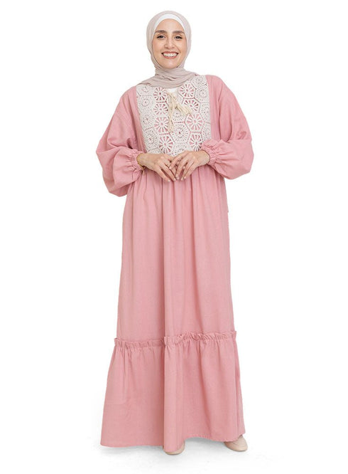 Pink Linen Dress - Khotwh