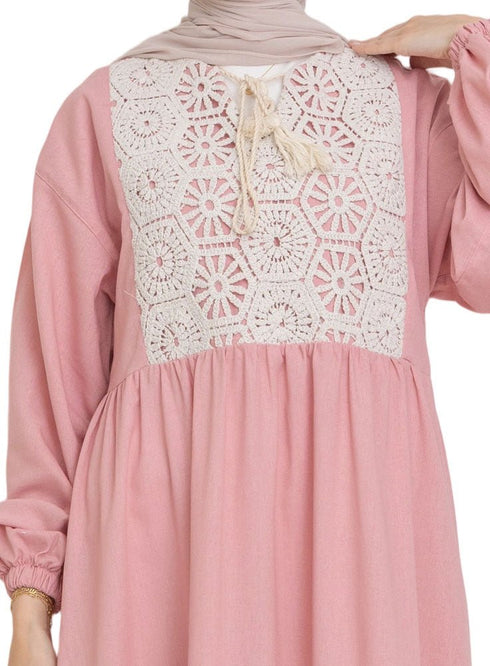 Pink Linen Dress - Khotwh
