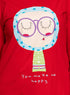 Racing Red Printed Long - Sleeve Design 37 - Khotwh