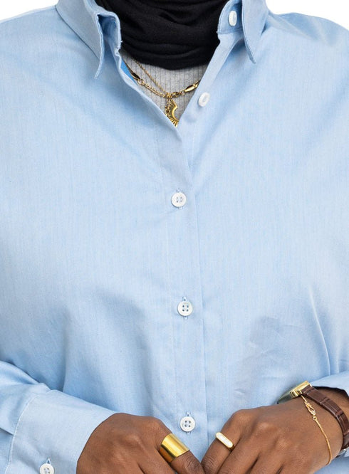 Silver Blue Linen Over - Size Shirt - Khotwh