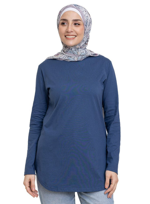 True Blue Curved Long - Sleeve - Khotwh