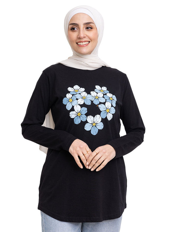 Black Printed Long-Sleeve Design 1