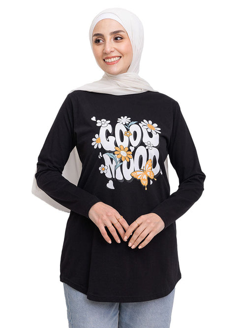 Black Printed Long-Sleeve Design 5