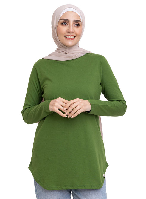 Olive Oil Curved Long-Sleeve