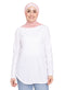 White Curved Long - Sleeve - Khotwh