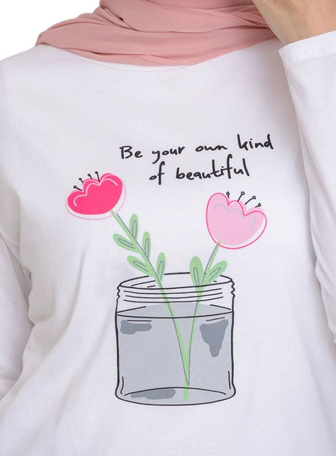 White - Design 26 Printed Long - Sleeve - Khotwh