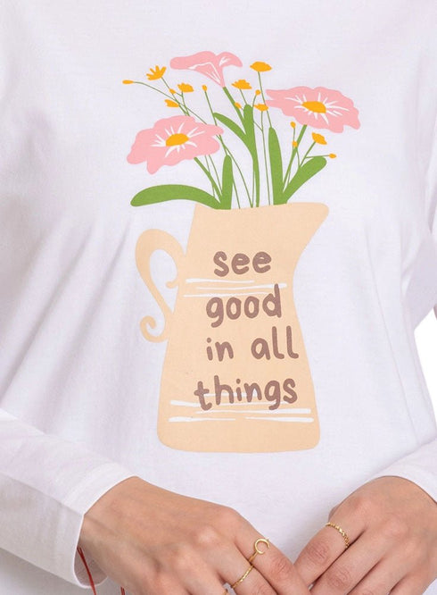 White - Design 29 Printed Long - Sleeve - Khotwh