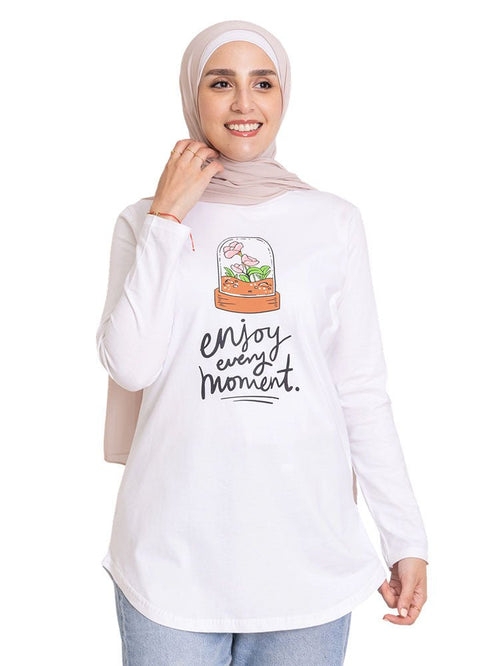 White - Design 35 Printed Long - Sleeve - Khotwh