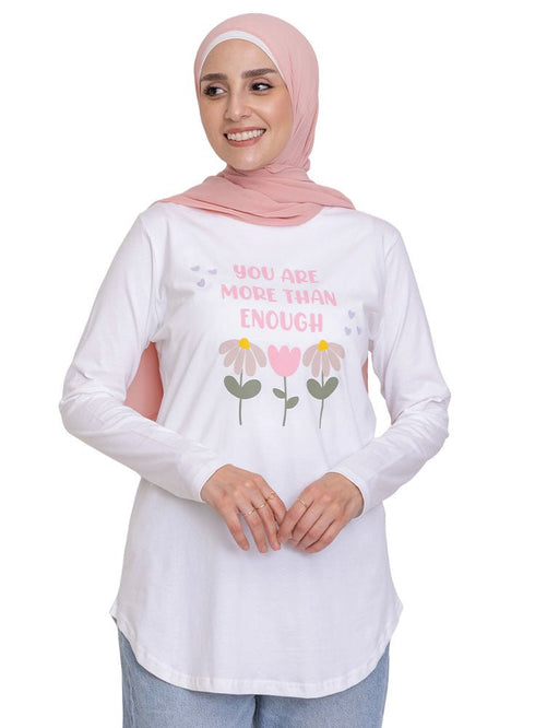 White - Design 40 Printed Long - Sleeve - Khotwh