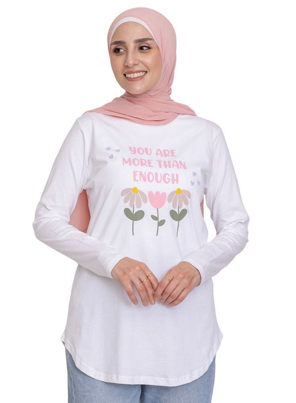 White - Design 40 Printed Long - Sleeve - Khotwh