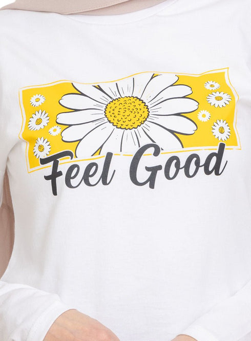 White Printed Long - Sleeve Design 6 - Khotwh