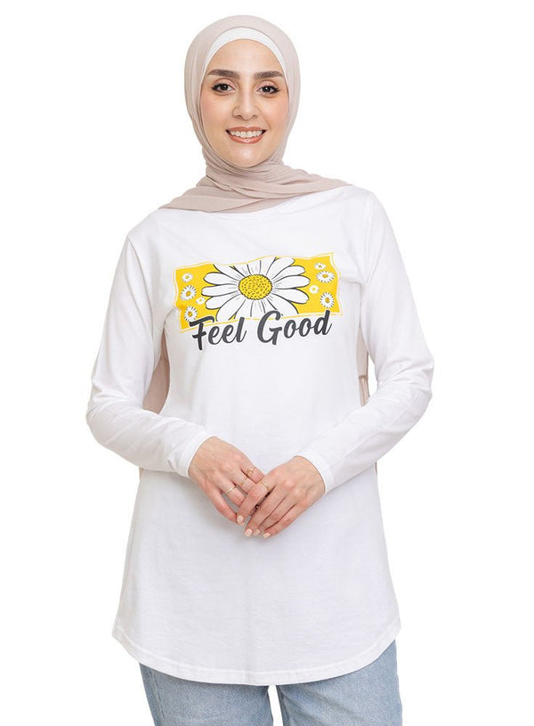 White Printed Long - Sleeve Design 6 - Khotwh