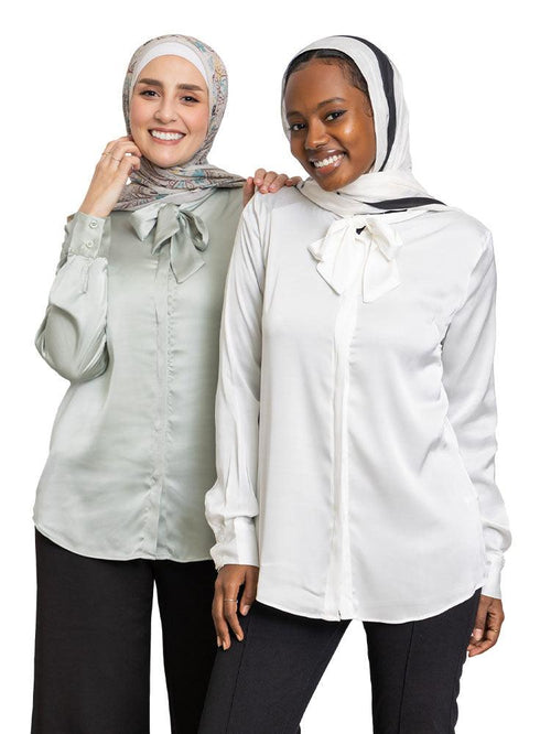 White Satin Tape Blouse - Khotwh